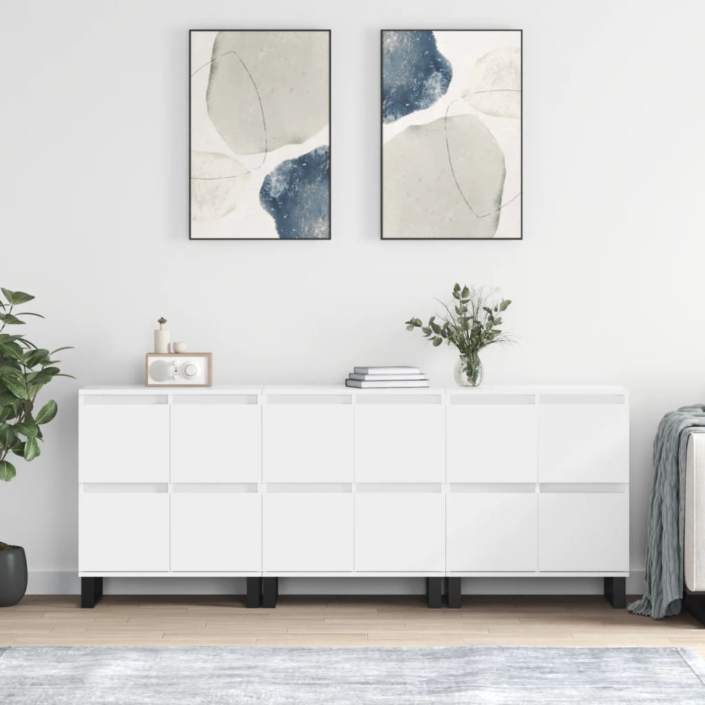 Sideboards 3 Stk. Weiß Holzwerkstoff