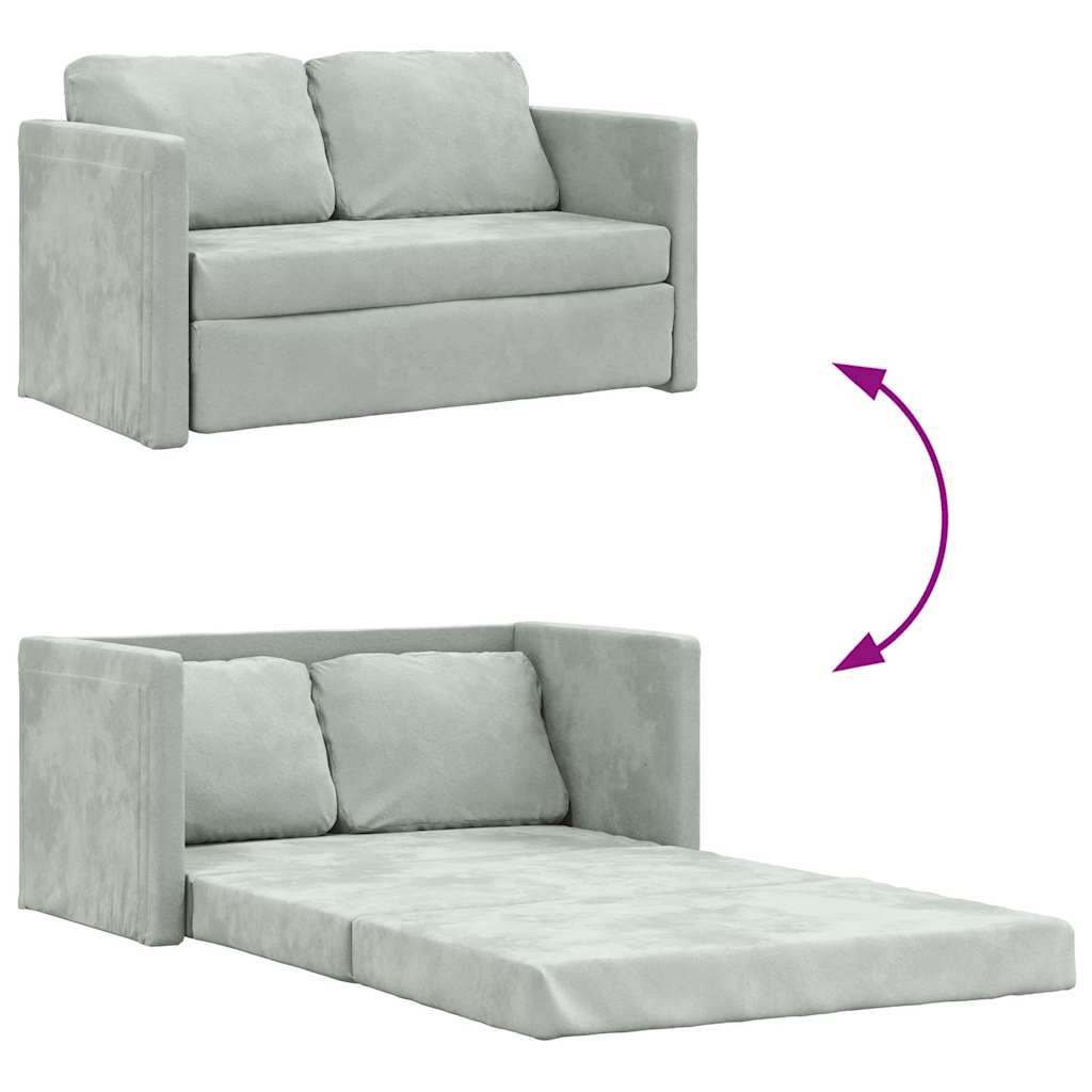 Bodensofa mit Schlaffunktion Hellgrau 122x204x55 cm Samt