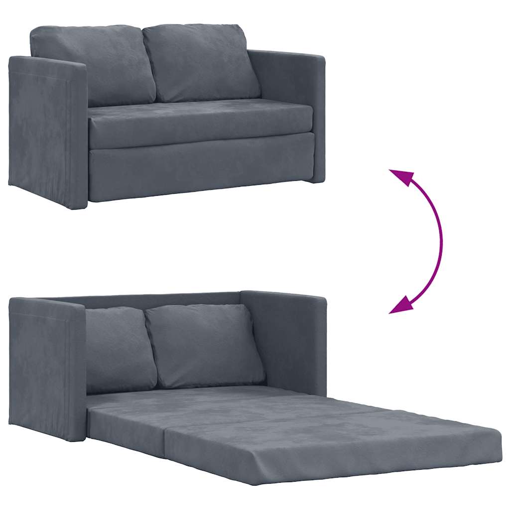 Bodensofa mit Schlaffunktion Dunkelgrau 122x204x55 cm Samt