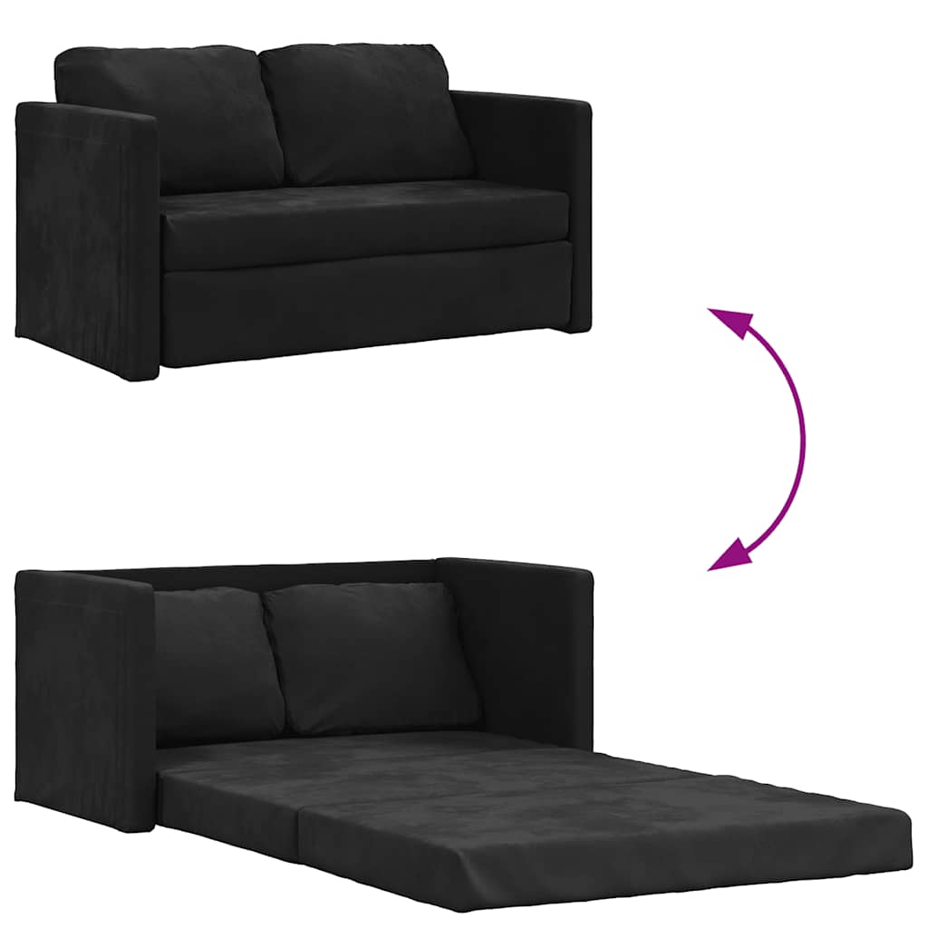 Bodensofa mit Schlaffunktion Schwarz 122x204x55 cm Samt