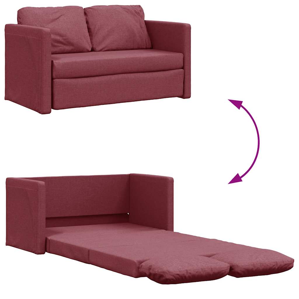 Bodensofa mit Schlaffunktion Weinrot 112x174x55 cm Stoff