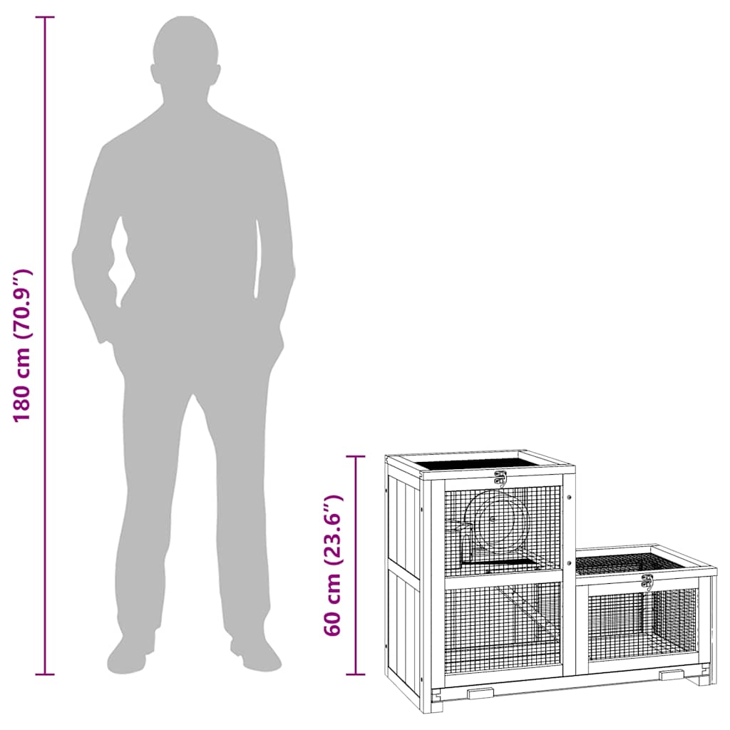 Hamsterkäfig 81x40x60 cm Massivholz Tanne
