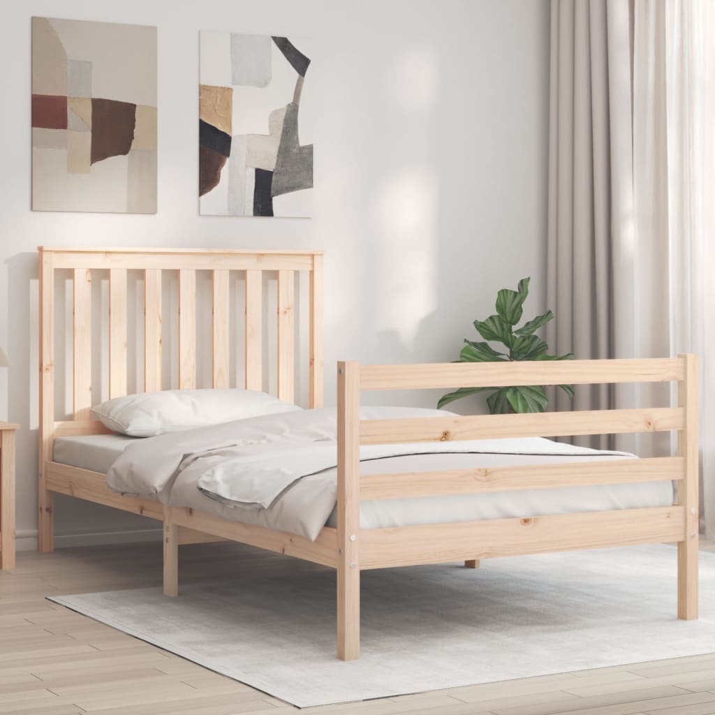 Massivholzbett mit Kopfteil 100x200 cm