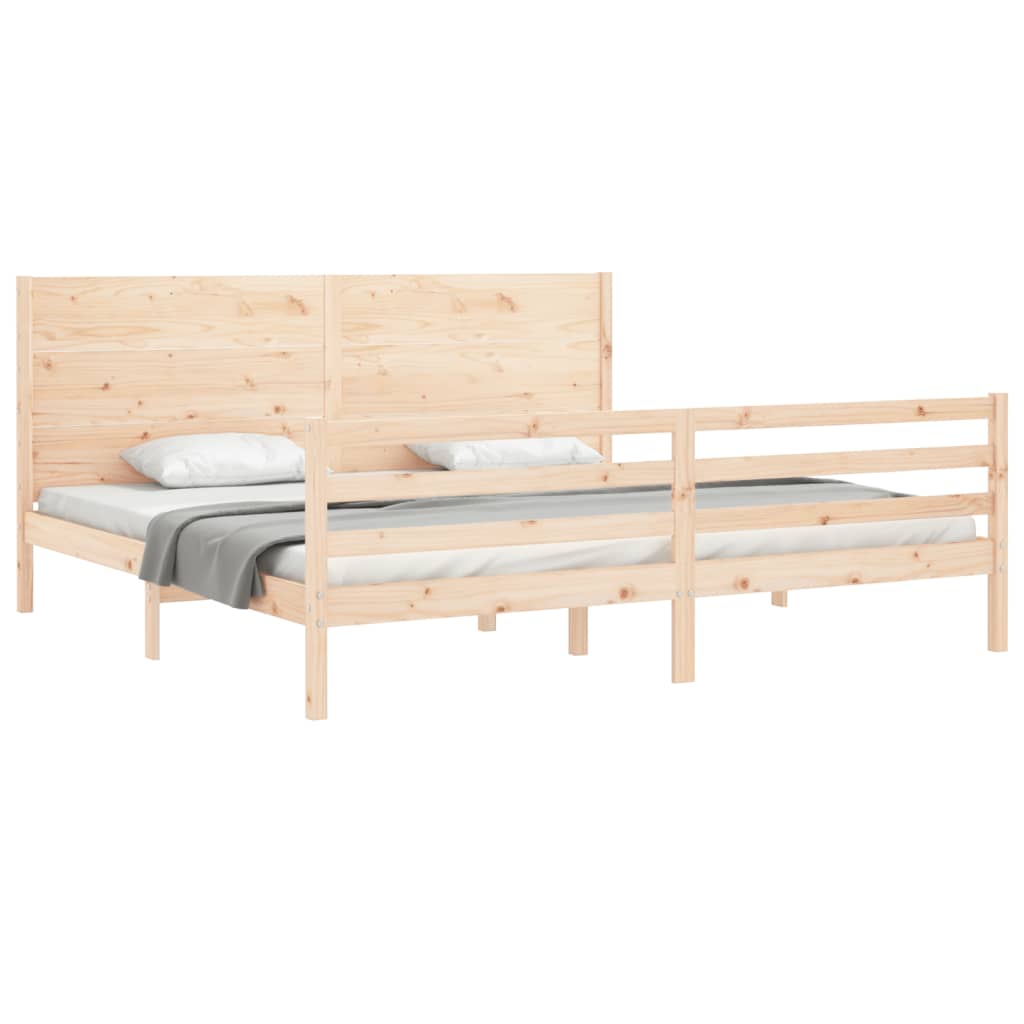 Massivholzbett mit Kopfteil 200x200 cm
