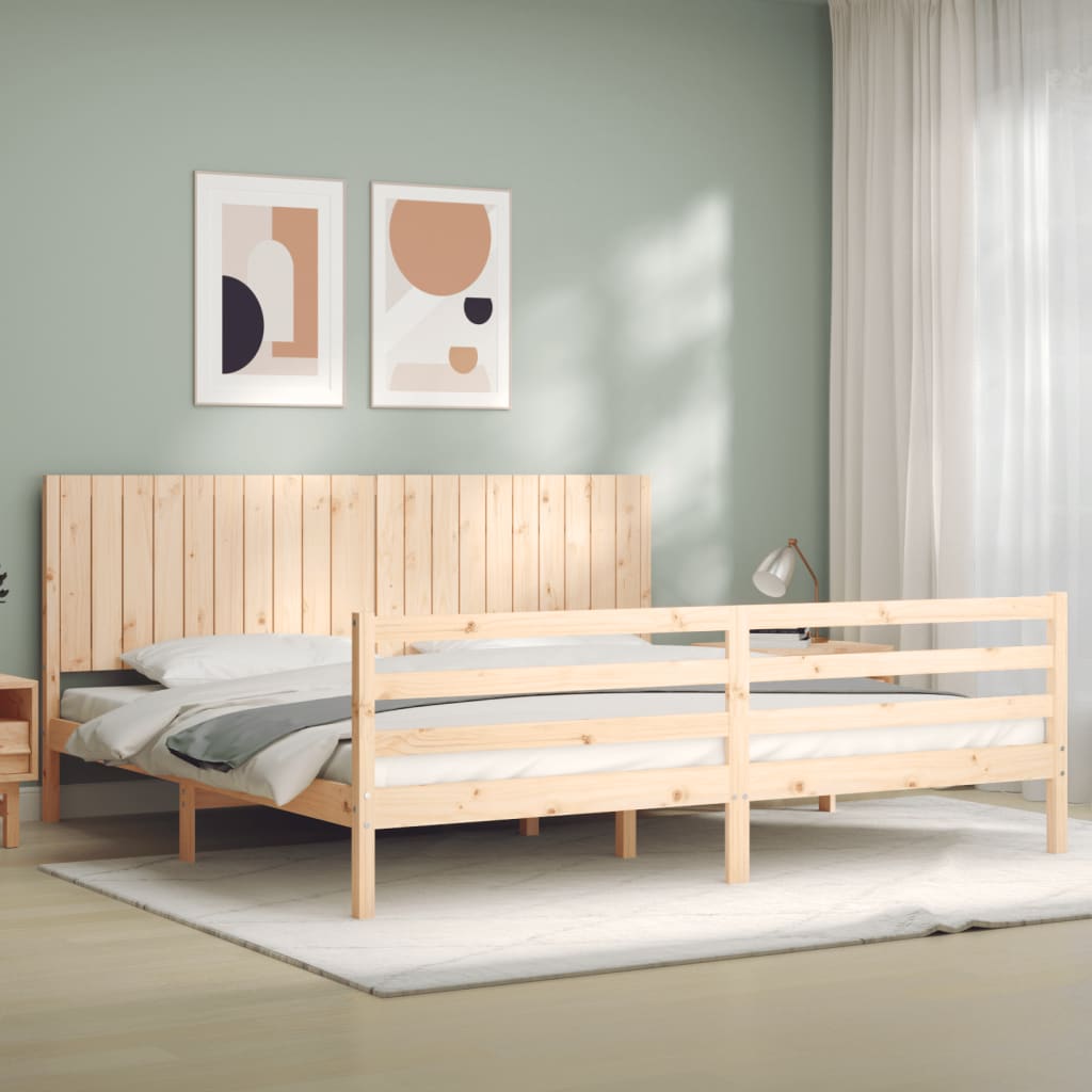 Massivholzbett mit Kopfteil 200x200 cm