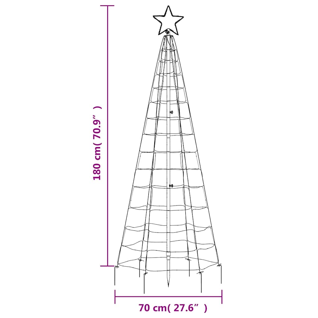 LED-Weihnachtsbaum mit Erdspießen 220 LEDs Warmweiß 180 cm