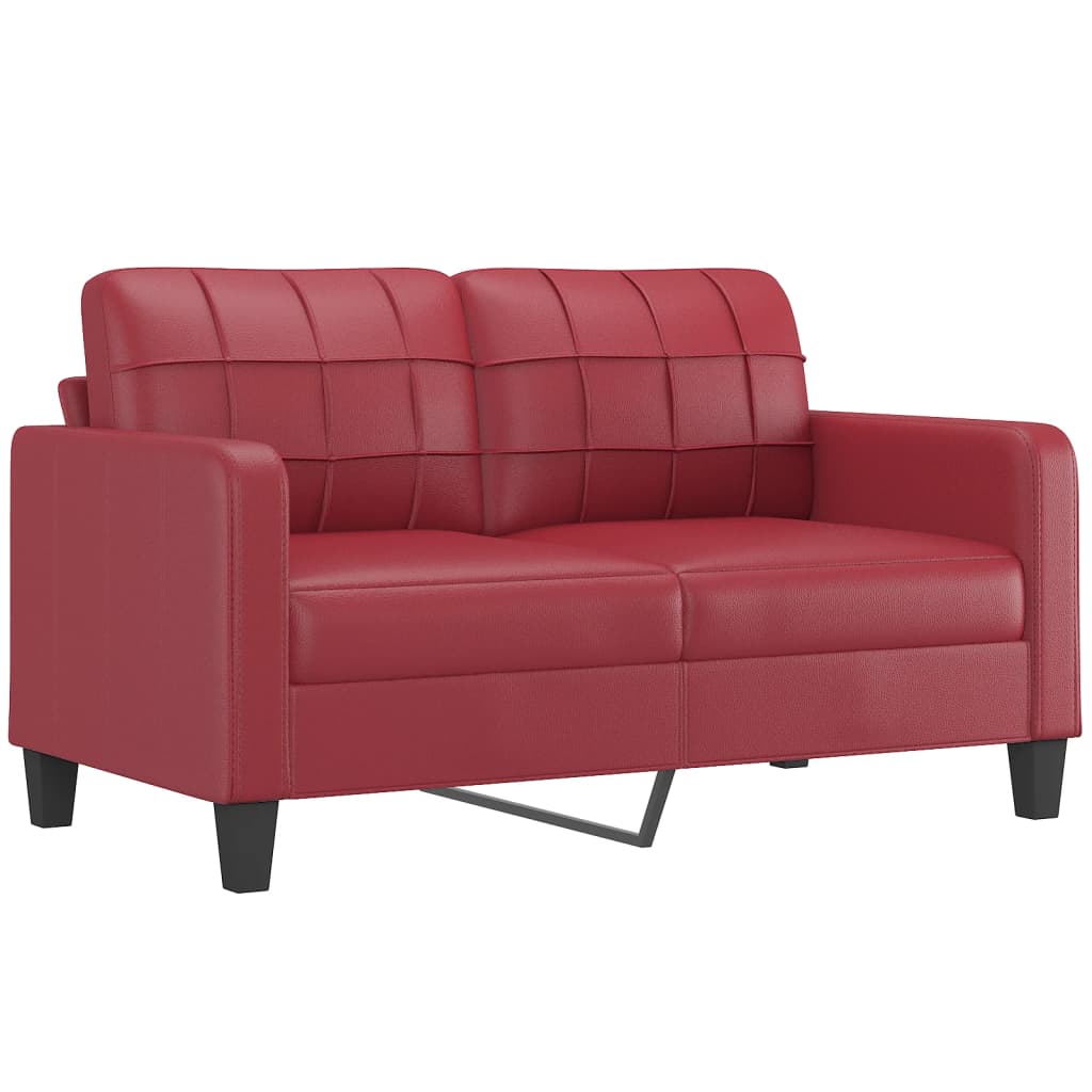 2-Sitzer-Sofa mit Zierkissen Weinrot 140 cm Kunstleder