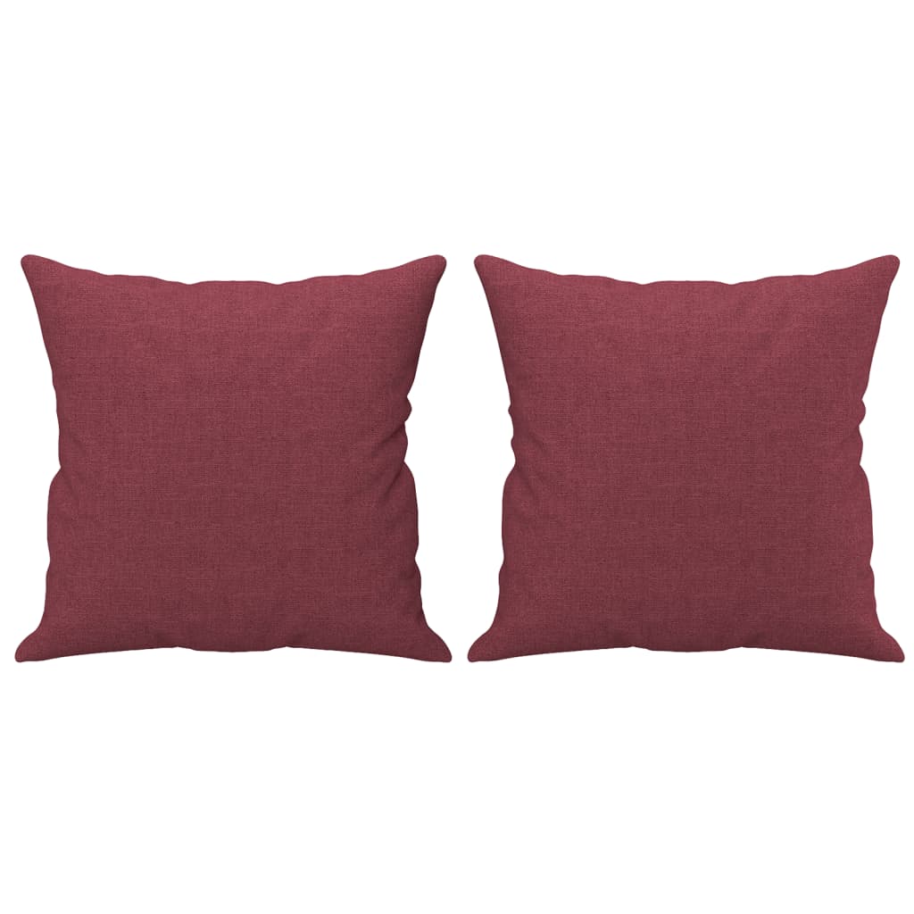 2-Sitzer-Sofa mit Zierkissen Weinrot 120 cm Stoff