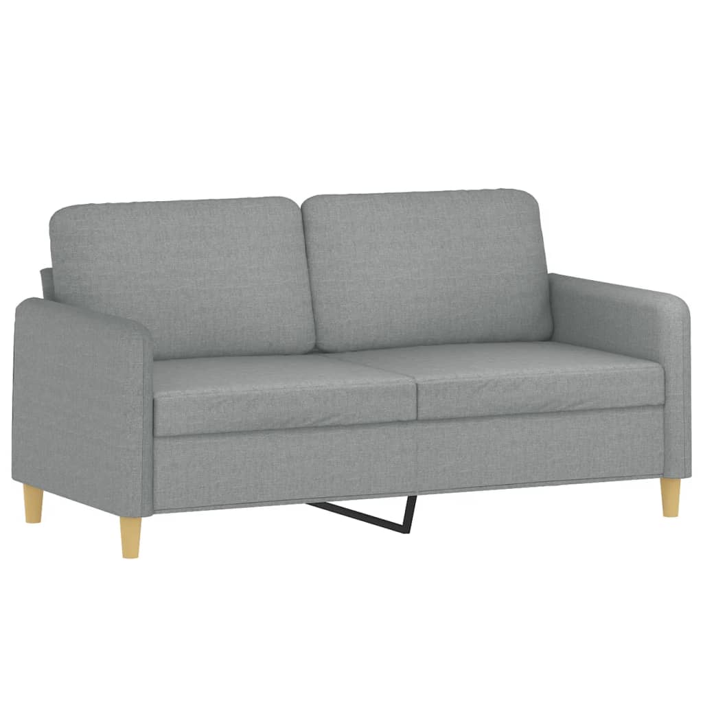 2-Sitzer-Sofa mit Zierkissen Hellgrau 140 cm Stoff