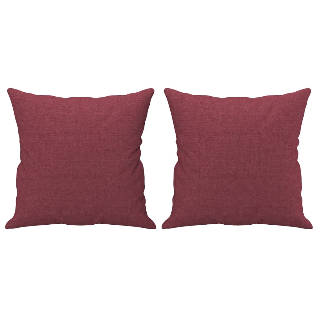 2-Sitzer-Sofa mit Zierkissen Weinrot 140 cm Stoff