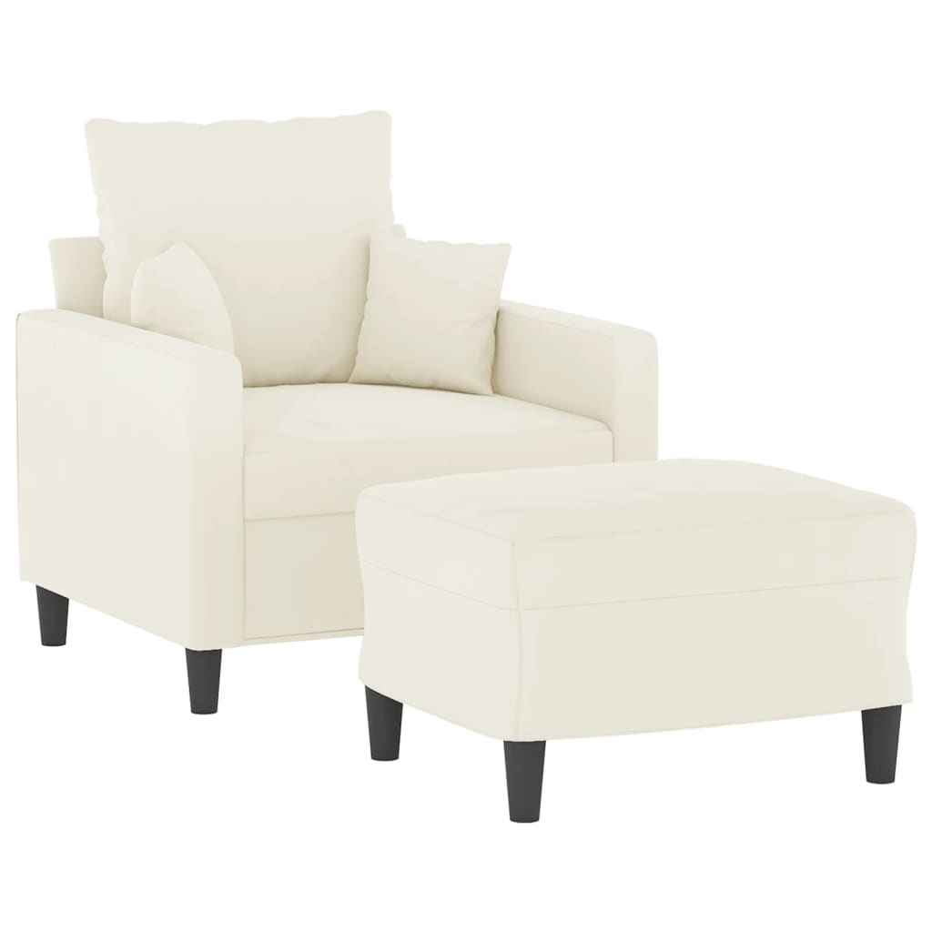 Sessel mit Hocker Creme 60 cm Samt