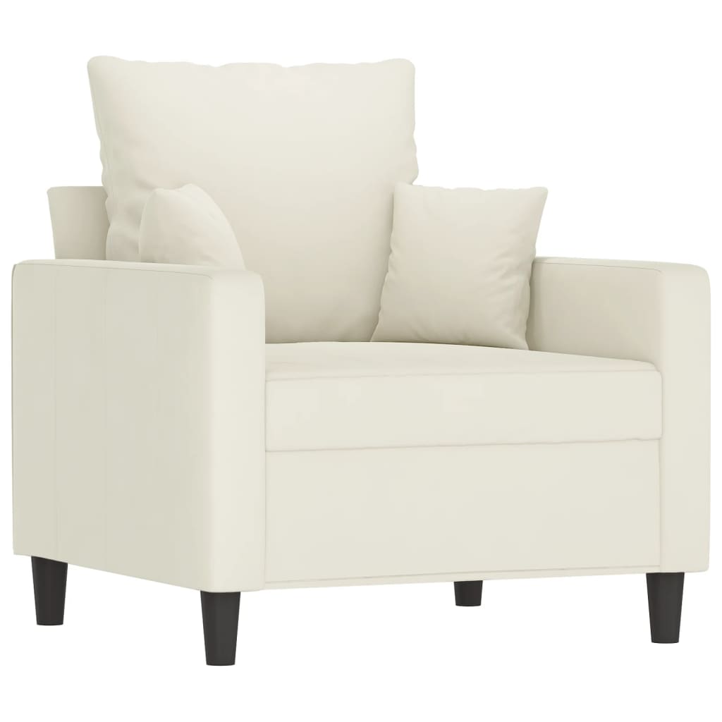 Sessel mit Hocker Creme 60 cm Samt