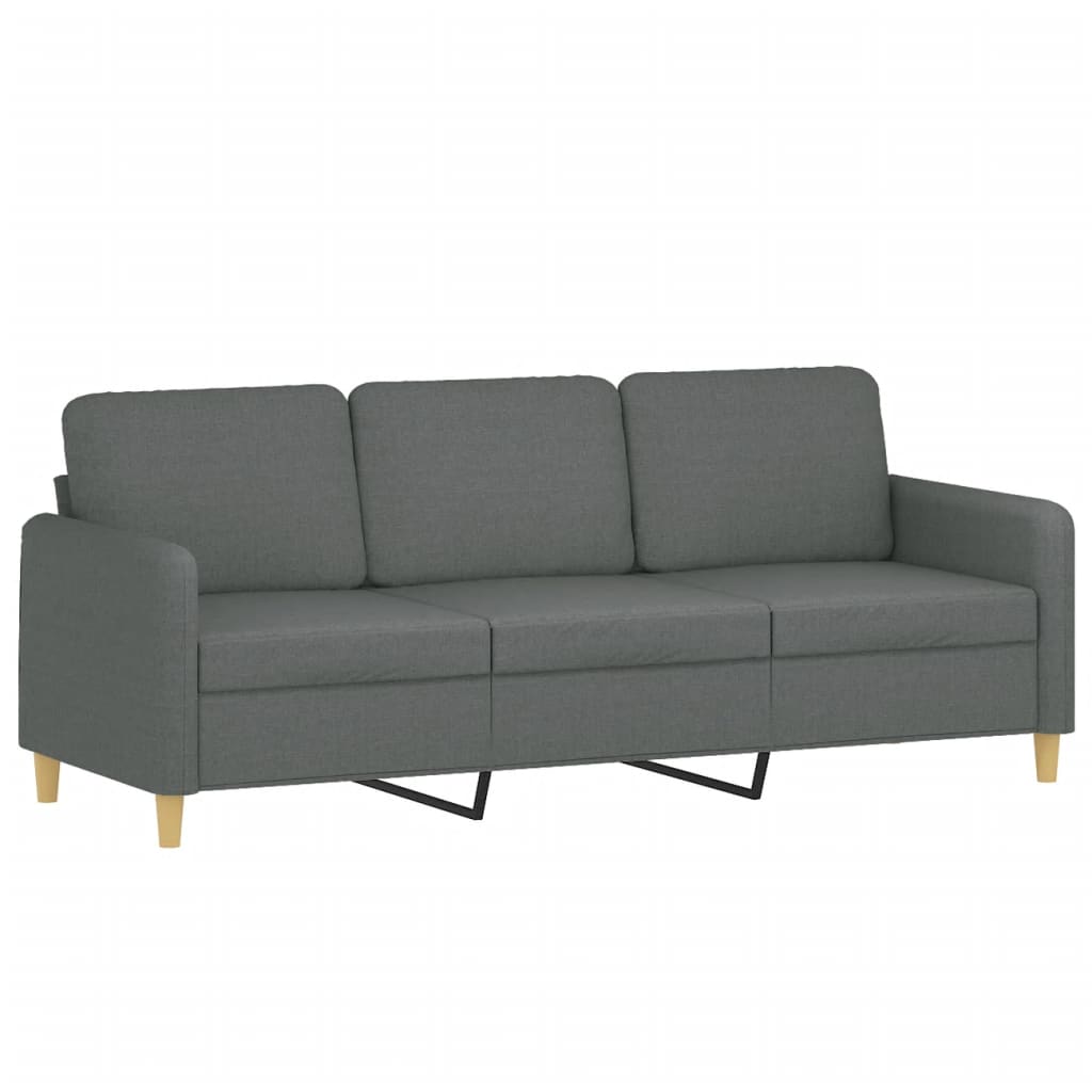3-Sitzer-Sofa mit Hocker Dunkelgrau 180 cm Stoff