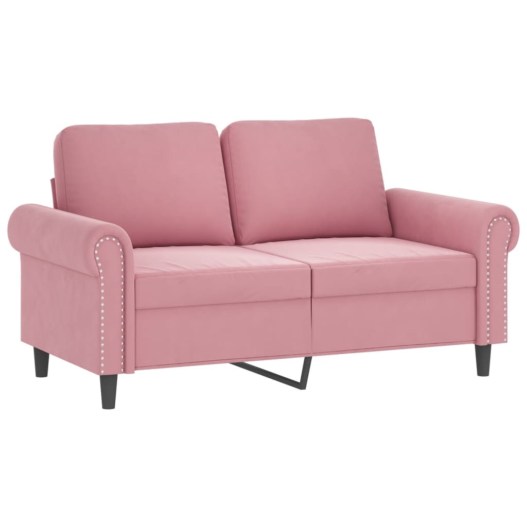 4-tlg. Sofagarnitur mit Kissen Rosa Samt
