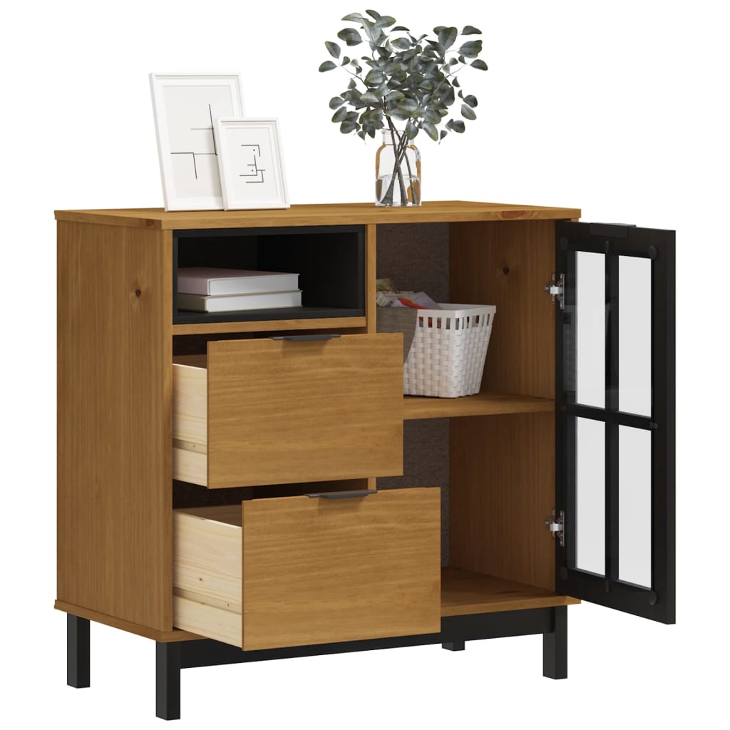 Sideboard mit Glastür FLAM 80x40x80 cm Massivholz Kiefer