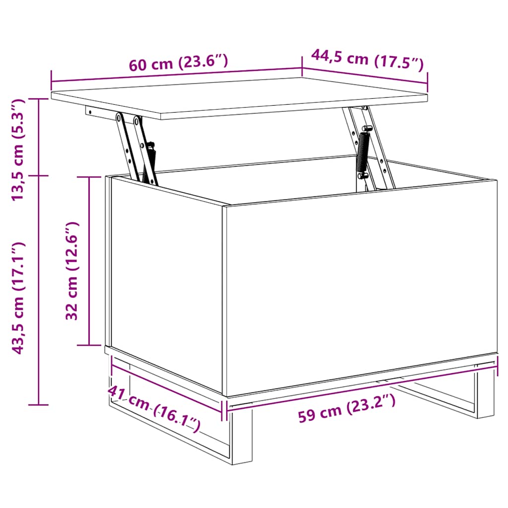 Couchtisch Sonoma-Eiche 60x44,5x45 cm Holzwerkstoff