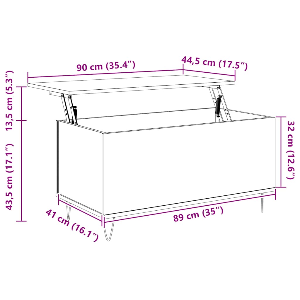 Couchtisch Braun Eichen-Optik 90x44,5x45 cm Holzwerkstoff