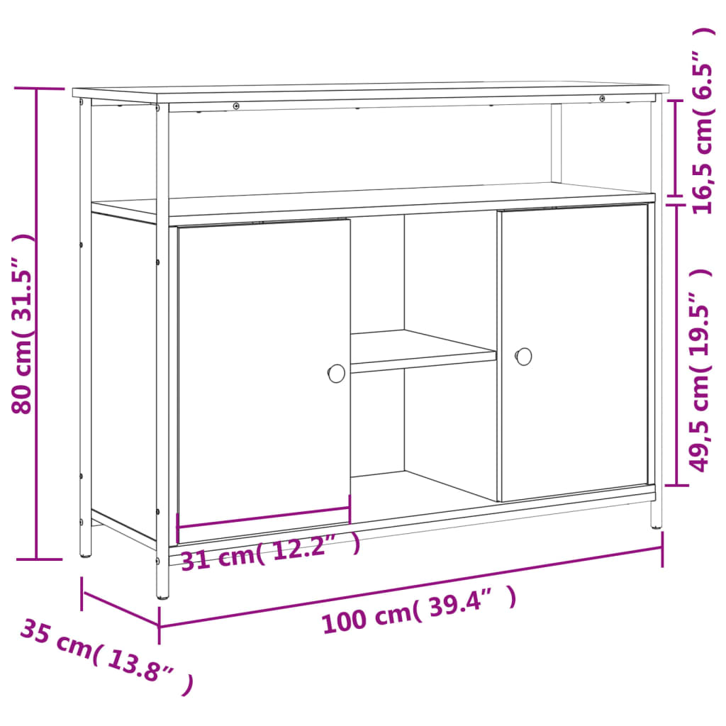 Sideboard Sonoma-Eiche 100 x 35 x 80 cm Holzwerkstoff