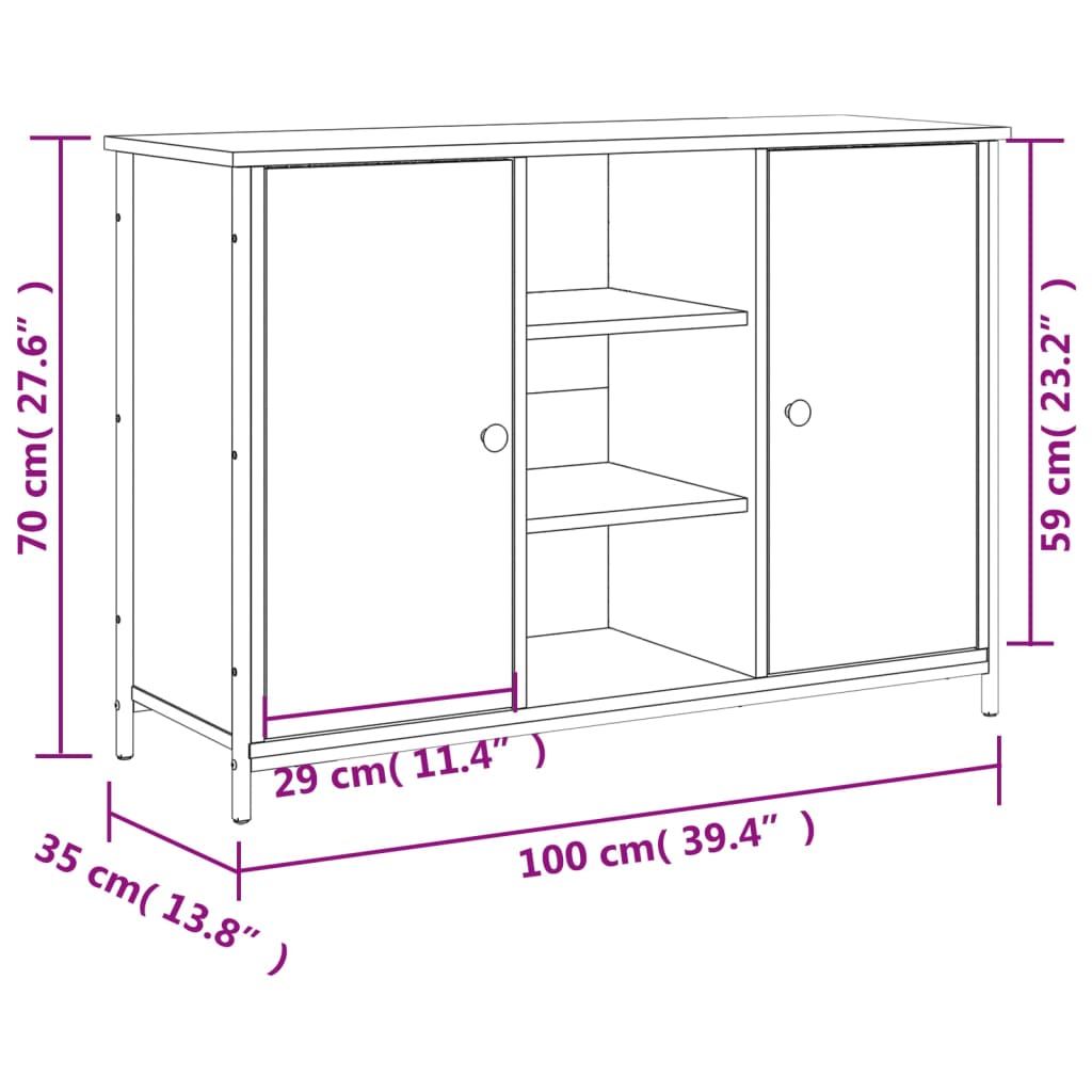 Sideboard Sonoma-Eiche 100x35x70 cm Holzwerkstoff