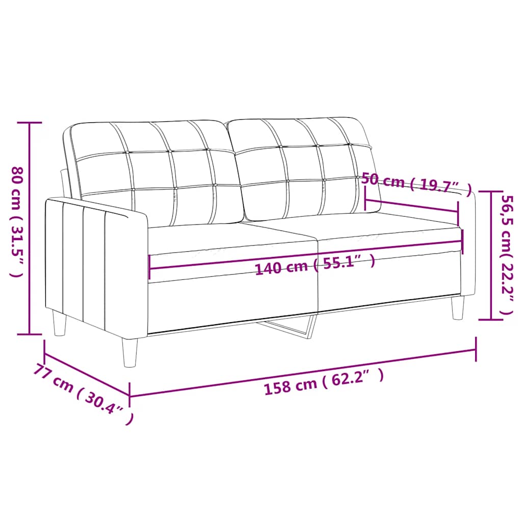 2-Sitzer-Sofa Braun 140 cm Stoff