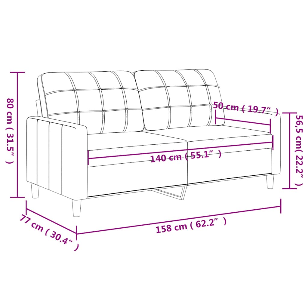 2-Sitzer-Sofa Creme 140 cm Kunstleder