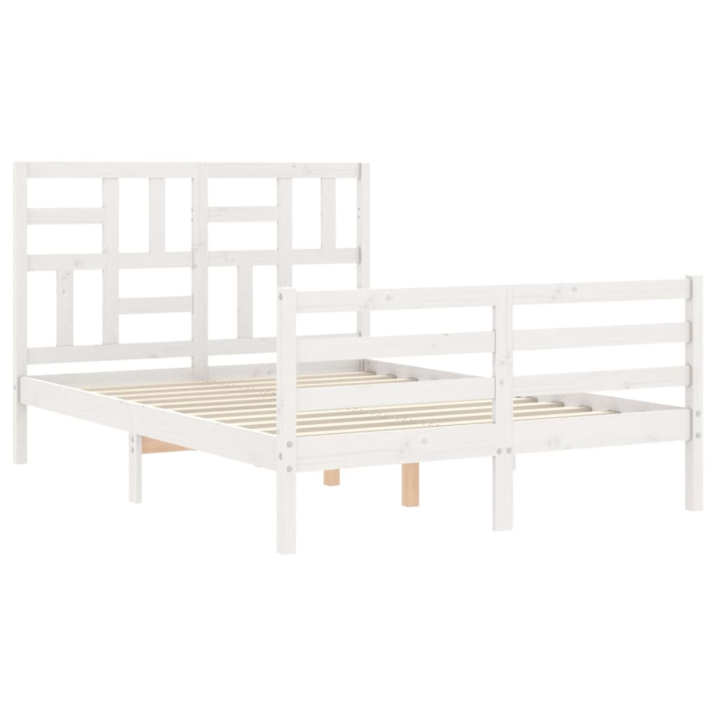 Massivholzbett mit Kopfteil Weiß 140x190 cm