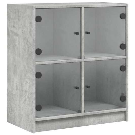 Beistellschrank mit Glastüren Betongrau 68x37x75,5 cm