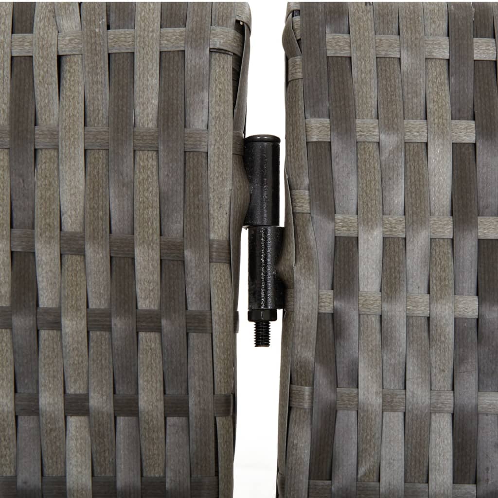 Paravent 6-tlg. Grau Poly Rattan