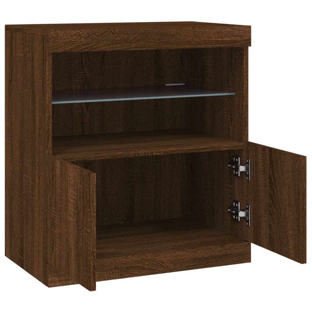Sideboard mit LED-Leuchten Braun Eichen-Optik 60x37x67 cm