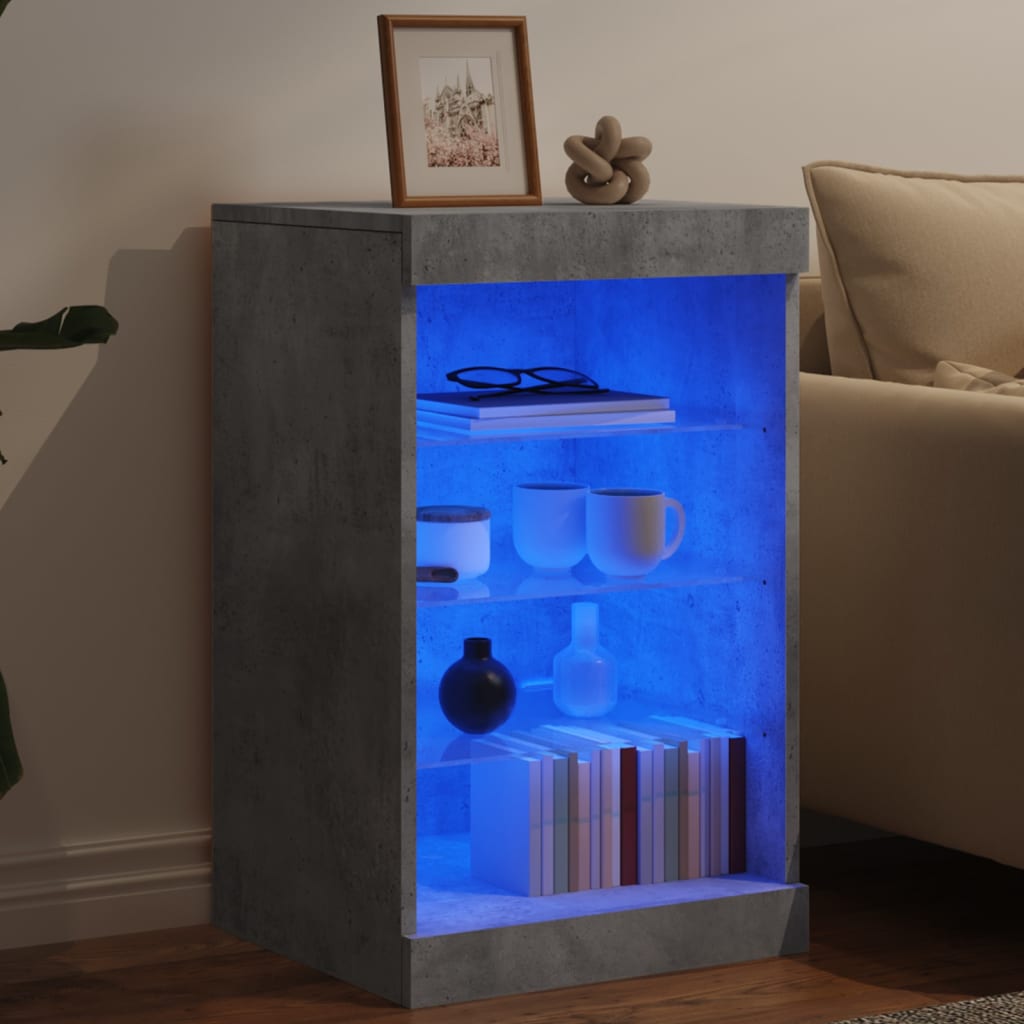 Sideboard mit LED-Leuchten Betongrau 41x37x67 cm