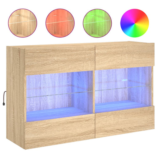 TV-Wandschrank mit LED-Leuchten Sonoma-Eiche 98,5x30x60,5 cm