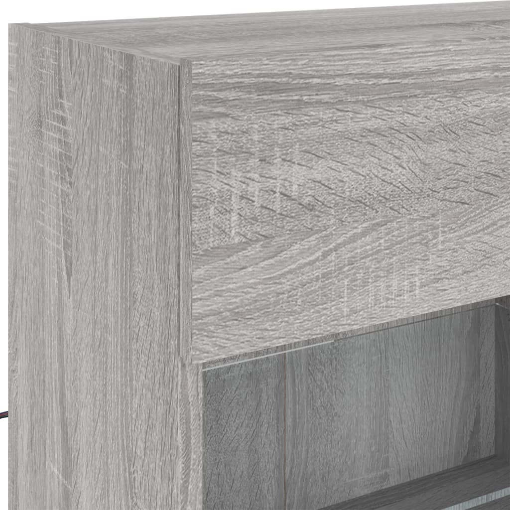 TV-Wandschrank mit LED-Leuchten Grau Sonoma 98,5x30x60,5 cm
