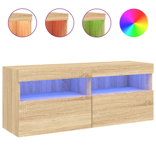 TV-Wandschrank mit LED-Leuchten Sonoma-Eiche 100x30x40 cm