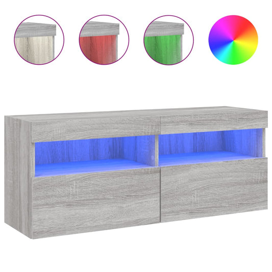 TV-Wandschrank mit LED-Leuchten Grau Sonoma 100x30x40 cm