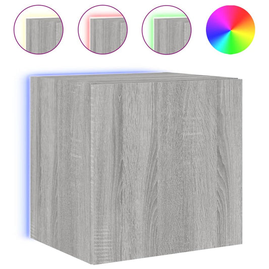 TV-Wandschrank mit LED-Leuchten Grau Sonoma 40,5x35x40 cm