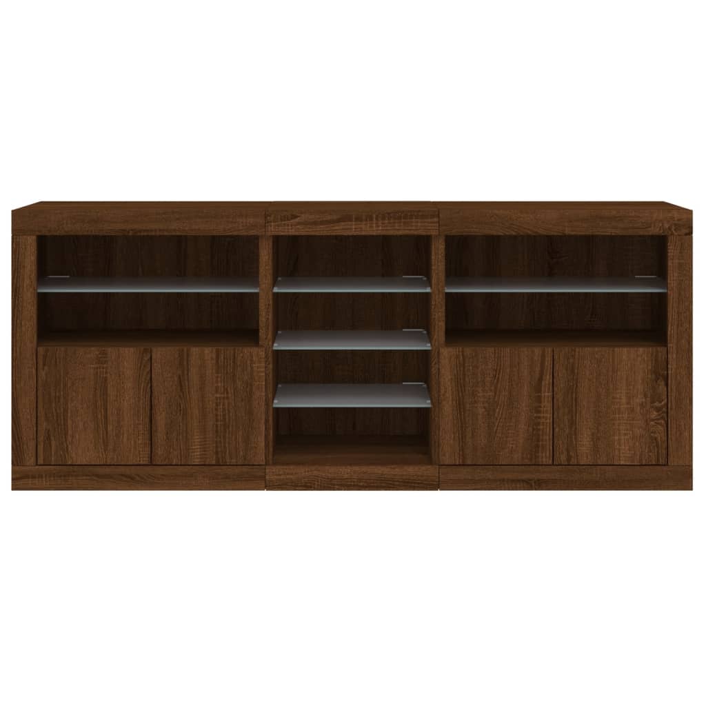 Sideboard mit LED-Leuchten Braun Eichen-Optik 181,5x37x67 cm
