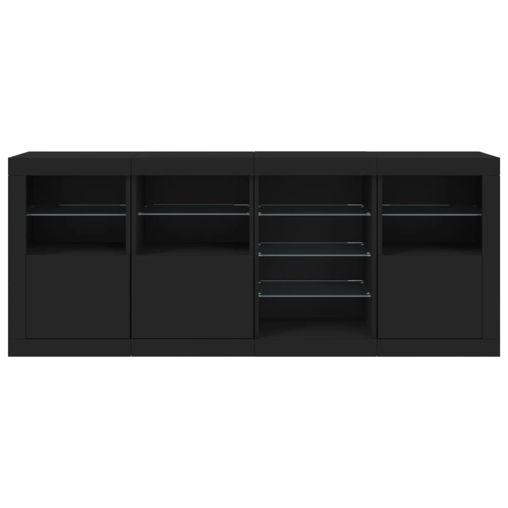 Sideboard mit LED-Leuchten Schwarz 164x37x67 cm