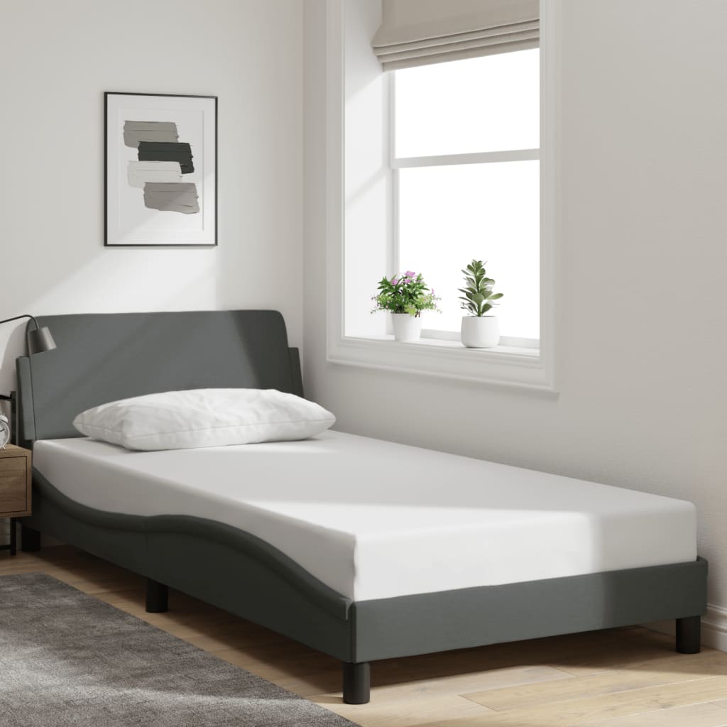 Bettgestell ohne Matratze Dunkelgrau 100x200 cm Stoff