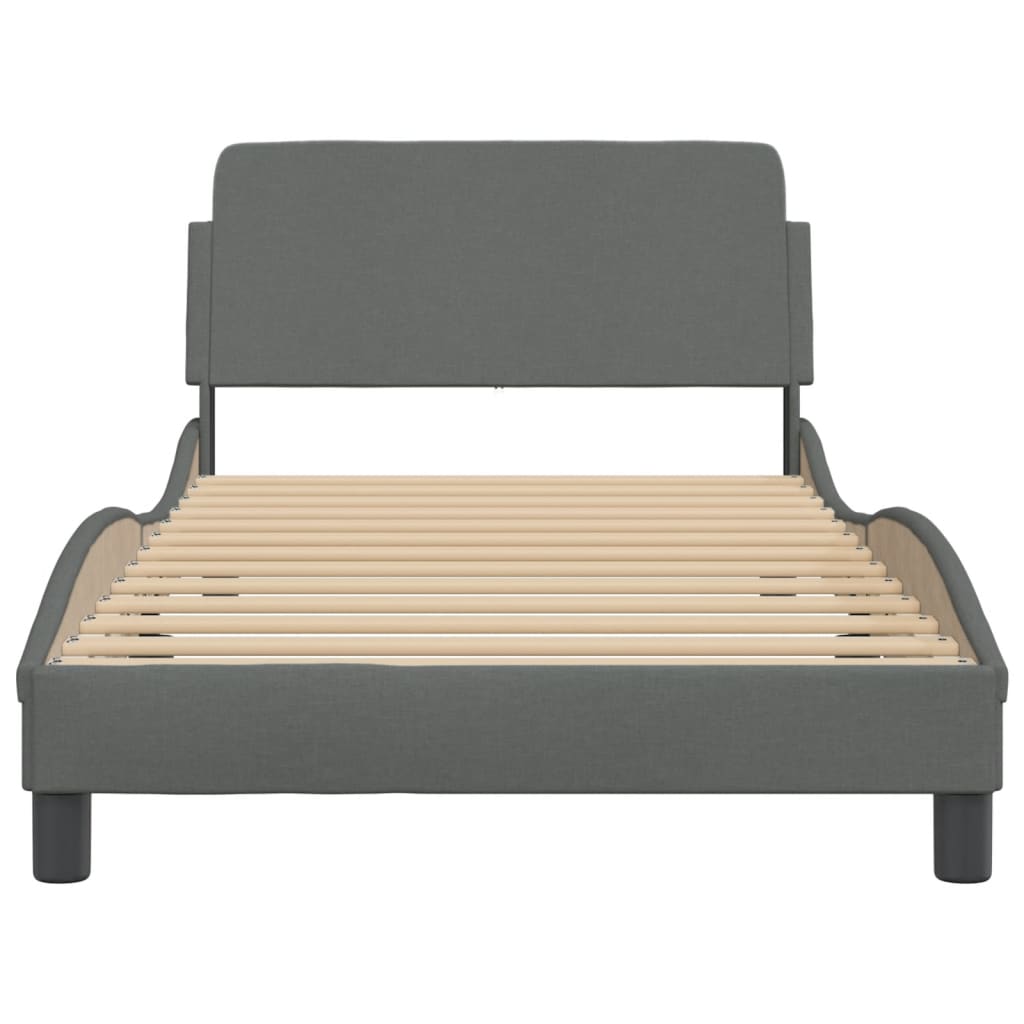 Bettgestell ohne Matratze Dunkelgrau 100x200 cm Stoff