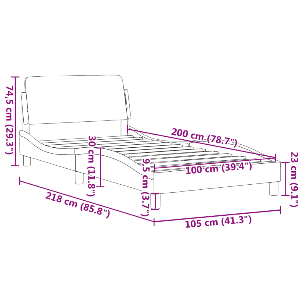 Bettgestell ohne Matratze Dunkelgrau 100x200 cm Stoff