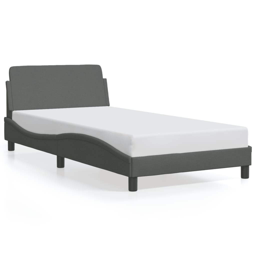 Bettgestell ohne Matratze Dunkelgrau 100x200 cm Stoff
