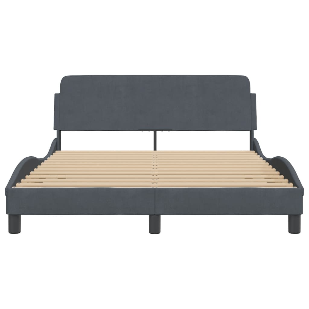 Bettgestell ohne Matratze Dunkelgrau 140x190 cm Samt