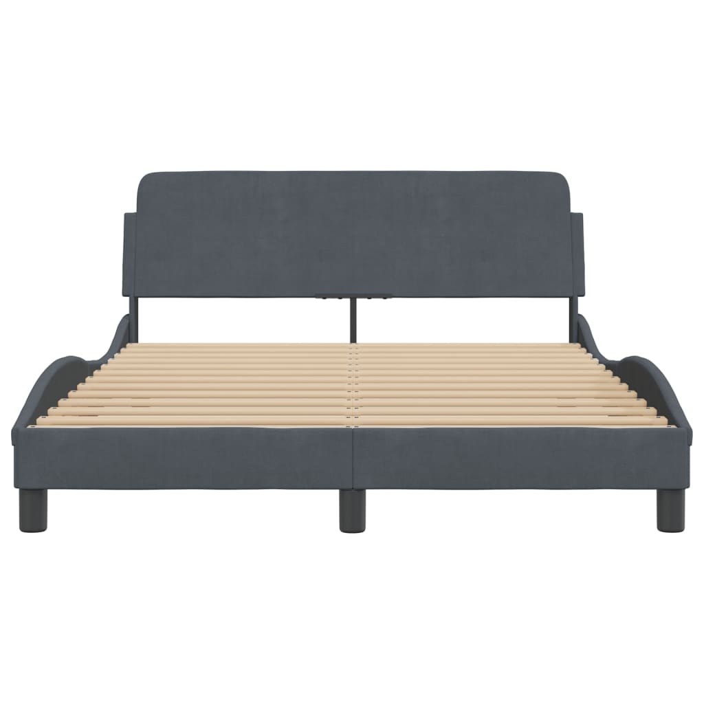 Bettgestell ohne Matratze Dunkelgrau 140x200 cm Samt