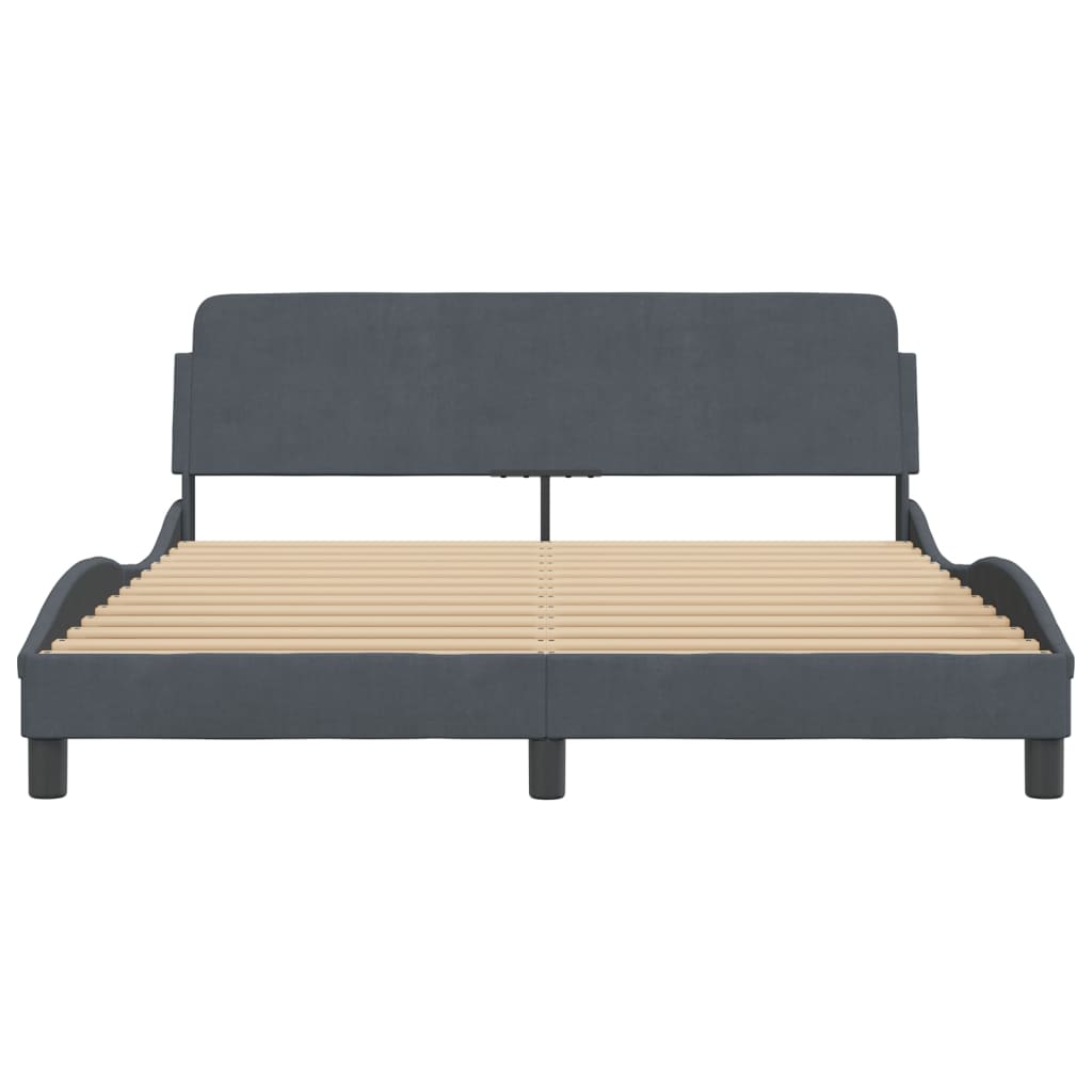 Bettgestell ohne Matratze Dunkelgrau 160x200 cm Samt
