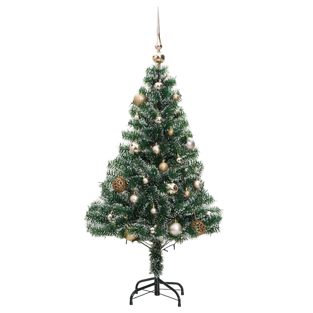 Künstlicher Weihnachtsbaum mit Schnee & Kugeln 150 LEDs 120 cm