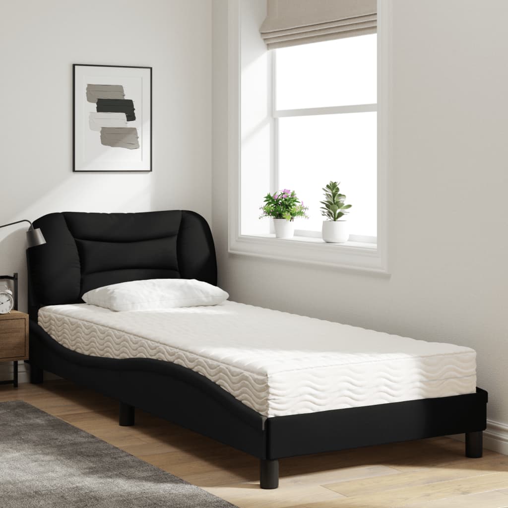 Bett mit Matratze "Hvar" Schwarz 80x200 cm Stoff