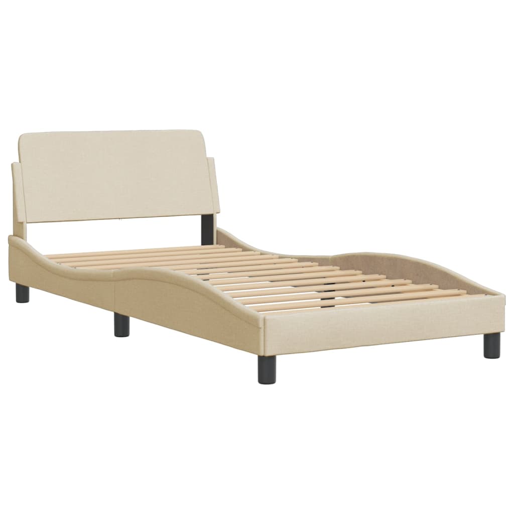 Bett mit Matratze "Hvar" Creme 100x200 cm Stoff