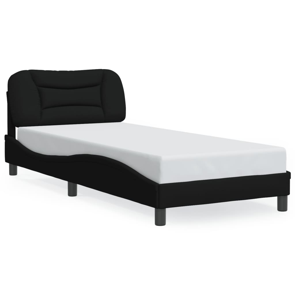 Bettgestell mit LED ohne Matratze "Hvar" Schwarz 80x200 cm Stoff