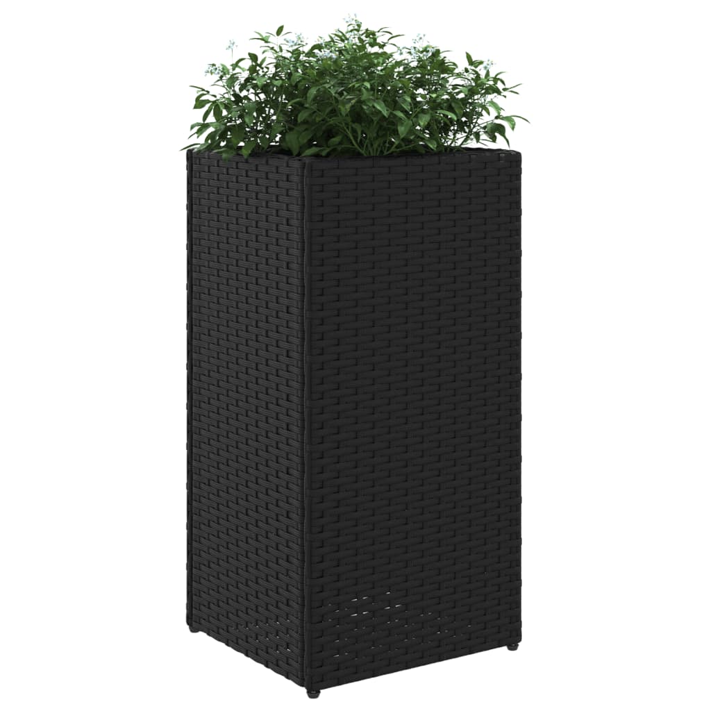 Pflanzkübel 2 Stk. Schwarz 30x30x60 cm Poly Rattan