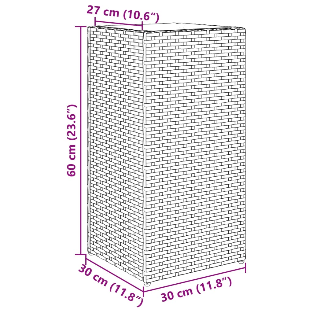 Pflanzkübel 2 Stk. Schwarz 30x30x60 cm Poly Rattan